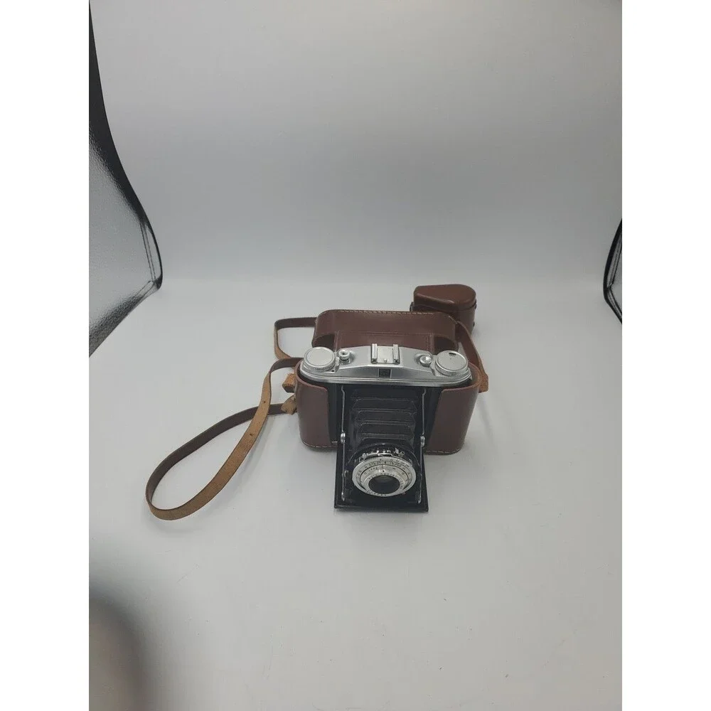 Vtg Leather Agfa Isolette II Folding Bellowed Camera 1:4.5 85mm Apotar Pronto